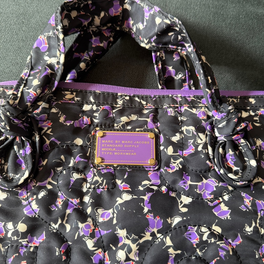 Marc Jacobs Black and Purple Floral Tote